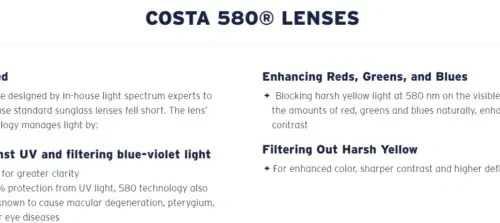 Cosa sono le lenti Costa 580